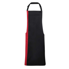 Premier PR162 COLOURS nyakas félhosszú kötény kontrasztos hosszanti betéttel Premier, Black/Red-U lakástextília