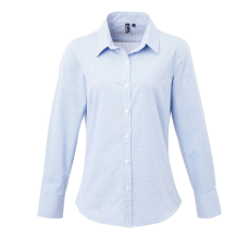 Premier PR320 WOMEN'S LONG SLEEVE GINGHAM MICROCHECK SHIRT S