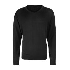 Premier PR694 V-nyakú finom kötésű férfi pulóver Premier, Black-XS férfi pulóver, kardigán