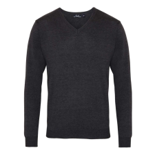 Premier PR694 V-nyakú finom kötésű férfi pulóver Premier, Charcoal-4XL férfi pulóver, kardigán