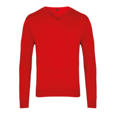 Premier PR694 V-nyakú finom kötésű férfi pulóver Premier, Red-3XL férfi pulóver, kardigán