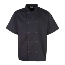 Premier Uniszex kabát Premier PR664 Chef'S Short Sleeve Stud Jacket -L, Black