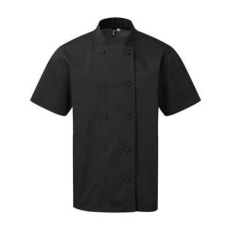 Premier Uniszex kabát Premier PR902 Chef'S Coolchecker Short Sleeve Jacket -XS, Black
