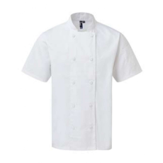 Premier Uniszex kabát Premier PR902 Chef'S Coolchecker Short Sleeve Jacket -XS, White