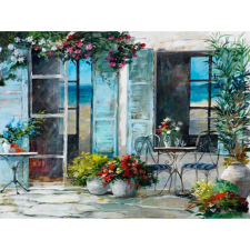 Premium Art Olajfestmény 35 cm x 45 cm mediterrán grafika, keretezett kép