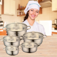  Prémium nemesacél edénykészlet üvegfedővel / 10 db-os edény