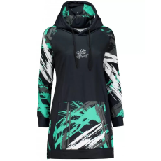  Prémium női funkcionális hosszabbított pulóver ALTISPORT VOJ/ALW039MI03 FEKETE/TÜRKIZ méret: XS