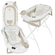  Premium Összecsukható kád hőmérővel és anatómiai támasztékkal + állvány - Ola Beige babaápolási kellék