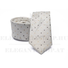  Prémium slim nyakkendő - Ecru-barna pöttyös