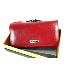 Prestige piros, két oldalas bőr női pénztárca-keretes PR55020 pénztárca