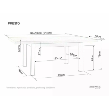 Presto Kihúzható Étkezőasztal Laminált Cremona Tölgy/Kasmír bútor
