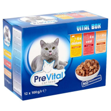 PreVital, Alutasakos macskaeledel Csirke és borjú szószos, 12x100g macskaeledel