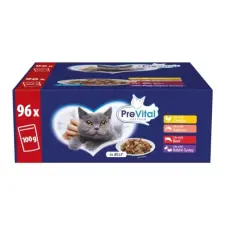 PreVital alutasakos macskaeledel giga box 96x100g Multipack macskaeledel