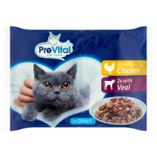 PreVital csirke-borjú alutasakos macskaeledel szószban 4x100g macskaeledel