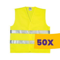 Prime Source Fluo jól láthatósági mellény, 2 keresztcsíkkal, Sárga (Karton - 50 db)