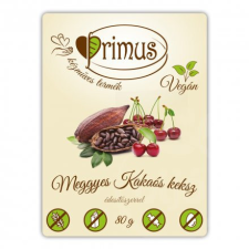 PRIMUS vegán meggyes-kakaós keksz 80 g csokoládé és édesség