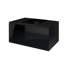 Prince MODE 60 cm-es mosdószekrény magasfényű fekete+ fekete üveglap fürdőszoba bútor