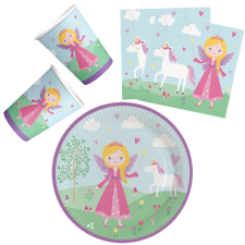 Princess, Hercegnő party szett 36 db-os 23 cm-es tányérral party kellék