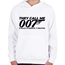 PRINTFASHION 007-es ügynök - Gyerek kapucnis pulóver - Fehér