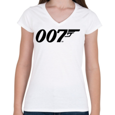 PRINTFASHION 007 logo - Női V-nyakú póló - Fehér