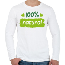 PRINTFASHION 100% natural felirat - Férfi hosszú ujjú póló - Fehér férfi póló