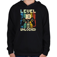 PRINTFASHION 10. születésnapi gamer ajándék - Gyerek kapucnis pulóver - Fekete gyerek pulóver, kardigán