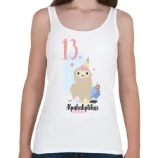 PRINTFASHION 13. Alpakaliptikus születésnap - Alpaca - Női atléta - Fehér női trikó