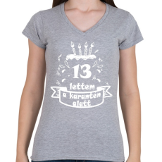 PRINTFASHION 13 lettem  - Női V-nyakú póló - Sport szürke