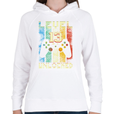 PRINTFASHION 13. szint feloldva születésnapi ajándék - Női kapucnis pulóver - Fehér