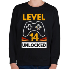 PRINTFASHION 14-es szint feloldva - Gyerek pulóver - Fekete