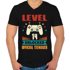 PRINTFASHION 14 éves gamer - Férfi V-nyakú póló - Fekete