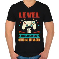 PRINTFASHION 15 éves gamer - Férfi V-nyakú póló - Fekete