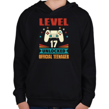 PRINTFASHION 17 éves gamer - Gyerek kapucnis pulóver - Fekete gyerek pulóver, kardigán