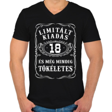 PRINTFASHION 18 éves limitált kiadás - Férfi V-nyakú póló - Fekete