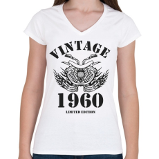 PRINTFASHION 1960 - Női V-nyakú póló - Fehér