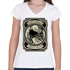 PRINTFASHION 1960 Velem ne szórakozz - Női V-nyakú póló - Fehér női póló