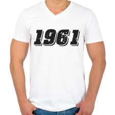 PRINTFASHION 1961 - Férfi V-nyakú póló - Fehér férfi póló