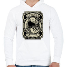 PRINTFASHION 1963 Velem ne szórakozz - Férfi kapucnis pulóver - Fehér