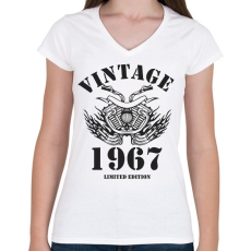 PRINTFASHION 1967 - Női V-nyakú póló - Fehér