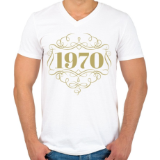 PRINTFASHION 1970 - Férfi V-nyakú póló - Fehér