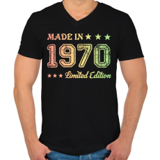 PRINTFASHION 1970 - Férfi V-nyakú póló - Fekete