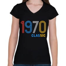 PRINTFASHION 1970 - Női V-nyakú póló - Fekete női póló