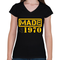 PRINTFASHION 1970 - Női V-nyakú póló - Fekete