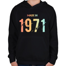 PRINTFASHION 1971 - Gyerek kapucnis pulóver - Fekete