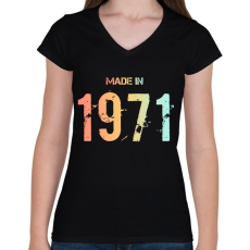 PRINTFASHION 1971 - Női V-nyakú póló - Fekete