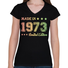 PRINTFASHION 1973 - Női V-nyakú póló - Fekete női póló