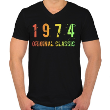 PRINTFASHION 1974 - Férfi V-nyakú póló - Fekete férfi póló
