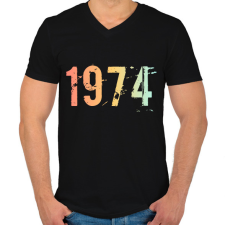 PRINTFASHION 1974 - Férfi V-nyakú póló - Fekete férfi póló