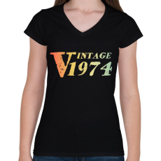 PRINTFASHION 1974 - Női V-nyakú póló - Fekete