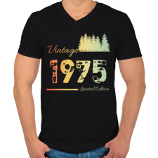 PRINTFASHION 1975 - Férfi V-nyakú póló - Fekete férfi póló